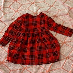 Red Plaid Long Sleeve Dress